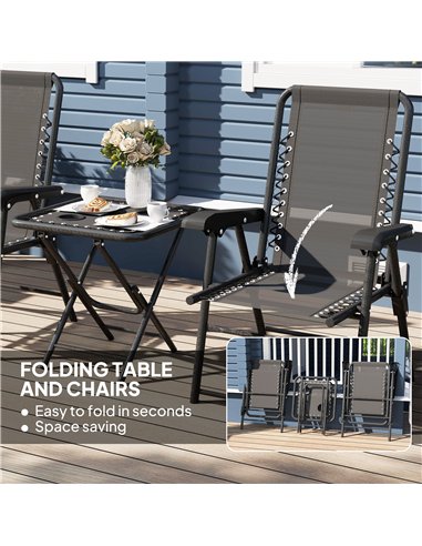 Outsunny Three-Piece Garden Table and Chair Set - Black