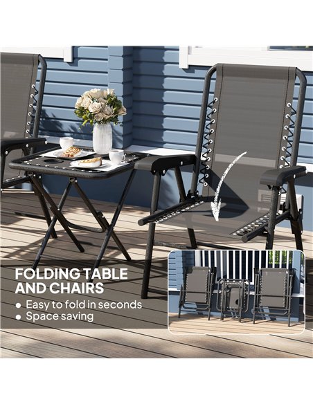 Outsunny Three-Piece Garden Table and Chair Set - Black - pic 127843 | FastDaddyshop