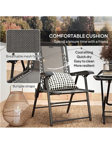 Outsunny Three-Piece Garden Table and Chair Set - Black
