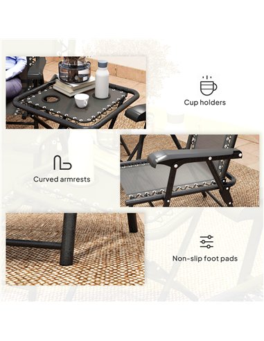 Outsunny Three-Piece Garden Table and Chair Set - Black