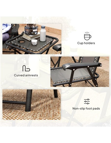 Outsunny Three-Piece Garden Table and Chair Set - Black - pic 127845 | FastDaddyshop