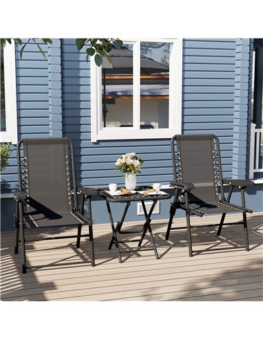 Outsunny Three-Piece Garden Table and Chair Set - Black