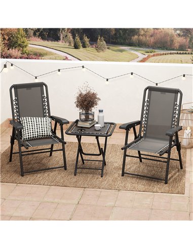 Outsunny Three-Piece Garden Table and Chair Set - Black