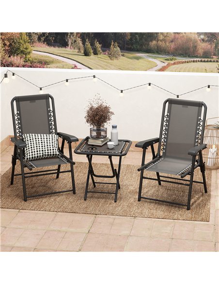 Outsunny Three-Piece Garden Table and Chair Set - Black - pic 127847 | FastDaddyshop
