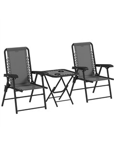 Outsunny Three-Piece Garden Table and Chair Set - Dark Grey