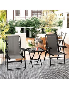 Outsunny Three-Piece Garden Table and Chair Set - Dark Grey 2