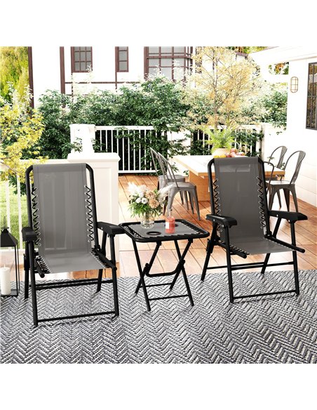 Outsunny Three-Piece Garden Table and Chair Set - Dark Grey - pic 127858 | FastDaddyshop