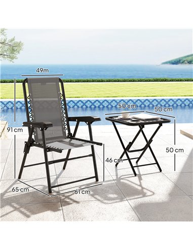 Outsunny Three-Piece Garden Table and Chair Set - Dark Grey