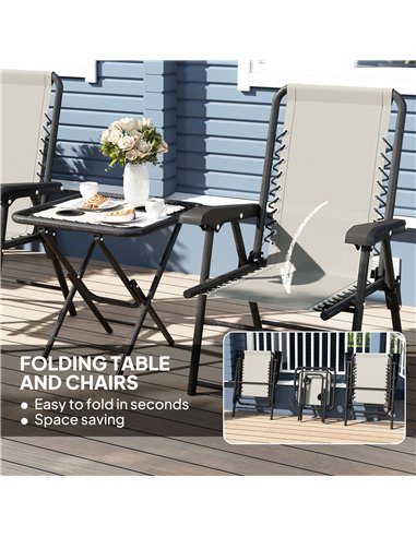 Outsunny Three-Piece Garden Table and Chair Set - Dark Grey