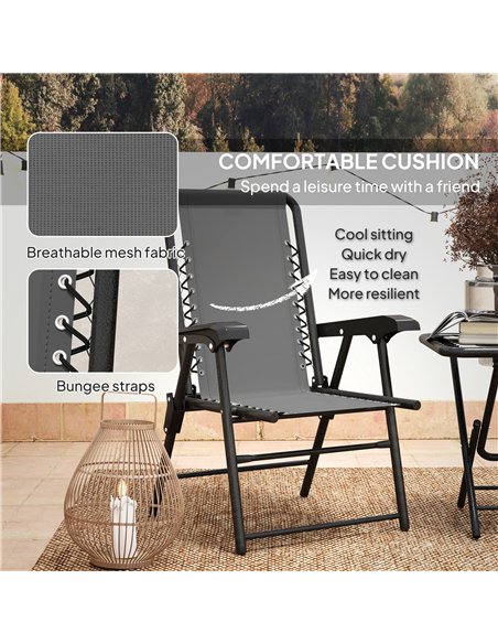 Outsunny Three-Piece Garden Table and Chair Set - Dark Grey - pic 127862 | FastDaddyshop