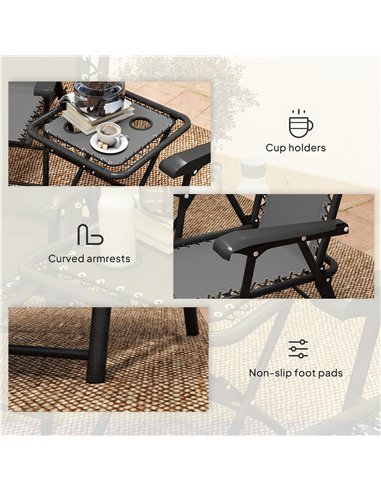 Outsunny Three-Piece Garden Table and Chair Set - Dark Grey