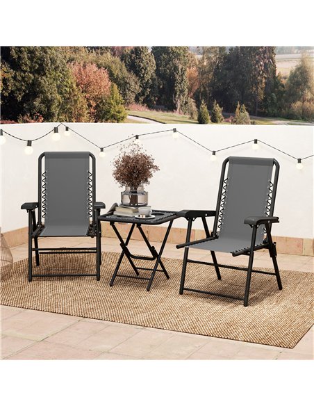 Outsunny Three-Piece Garden Table and Chair Set - Dark Grey - pic 127865 | FastDaddyshop
