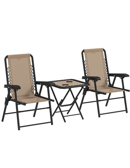 Outsunny Three-Piece Garden Table and Chair Set - Khaki - pic 127866 | FastDaddyshop