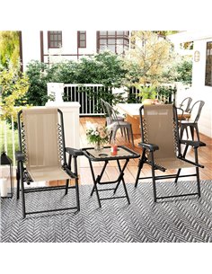 Outsunny Three-Piece Garden Table and Chair Set - Khaki 2