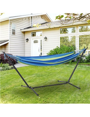 Outsunny 294 x 117cm Hammock with Stand Camping Hammock with Portable Carrying Bag, Adjustable Height, 120kg Load Capacity, Gree