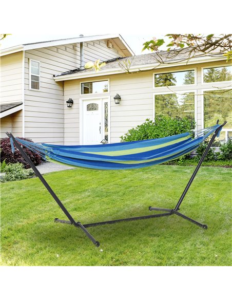 Outsunny 294 x 117cm Hammock with Stand Camping Hammock with Portable Carrying Bag, Adjustable Height, 120kg Load Capacity, Gree - pic 12787 | FastDaddyshop