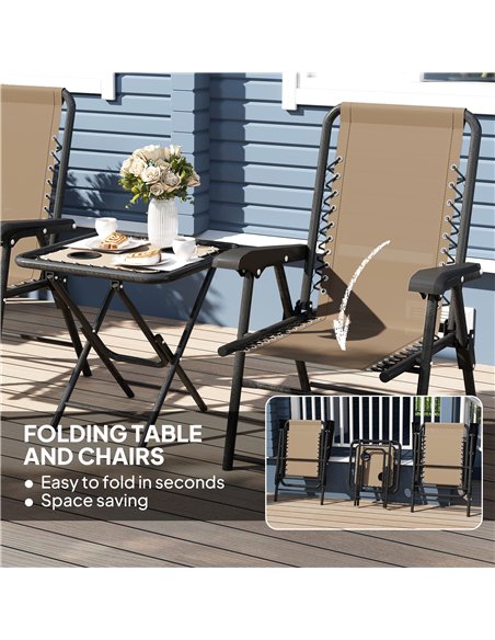 Outsunny Three-Piece Garden Table and Chair Set - Khaki - pic 127870 | FastDaddyshop