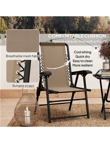 Outsunny Three-Piece Garden Table and Chair Set - Khaki - pic 127871 | FastDaddyshop