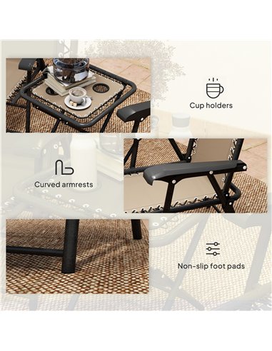 Outsunny Three-Piece Garden Table and Chair Set - Khaki