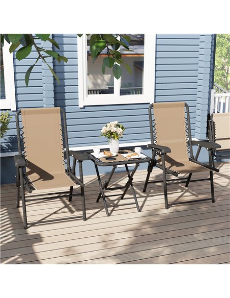 Outsunny Three-Piece Garden Table and Chair Set - Khaki - pic 127873 | FastDaddyshop