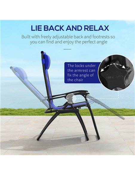 Outsunny Zero Gravity Lounger Chair Set of 2, Folding Reclining Patio Chair with Padded Seat, Cup Holder, Soft Cushion and Headr - pic 127878 | FastDaddyshop