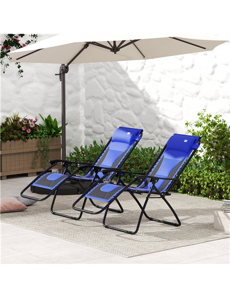 Outsunny Zero Gravity Lounger Chair Set of 2, Folding Reclining Patio Chair with Padded Seat, Cup Holder, Soft Cushion and Headr - pic 127882 | FastDaddyshop
