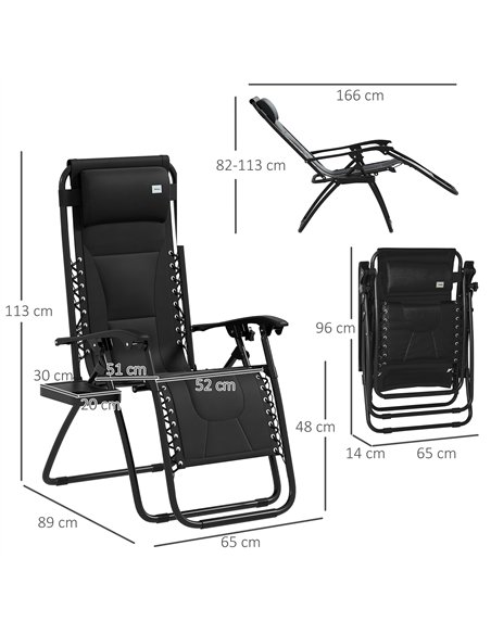 Outsunny Zero Gravity Lounger Chair Set of 2, Folding Reclining Patio Chair with Padded Seat, Cup Holder, Soft Cushion and Headr - pic 127886 | FastDaddyshop