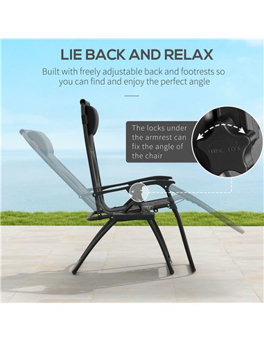 Outsunny Zero Gravity Lounger Chair Set of 2, Folding Reclining Patio Chair with Padded Seat, Cup Holder, Soft Cushion and Headr