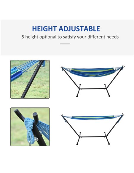 Outsunny 294 x 117cm Hammock with Stand Camping Hammock with Portable Carrying Bag, Adjustable Height, 120kg Load Capacity, Gree - pic 12789 | FastDaddyshop