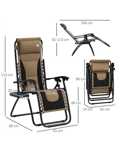 Outsunny Zero Gravity Lounger Chair Set of 2, Folding Reclining Patio Chair with Padded Seat, Cup Holder, Soft Cushion and Headr