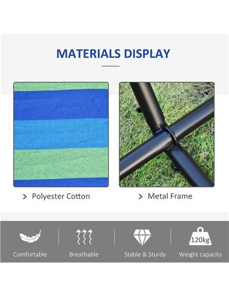Outsunny 294 x 117cm Hammock with Stand Camping Hammock with Portable Carrying Bag, Adjustable Height, 120kg Load Capacity, Gree - pic 12790 | FastDaddyshop