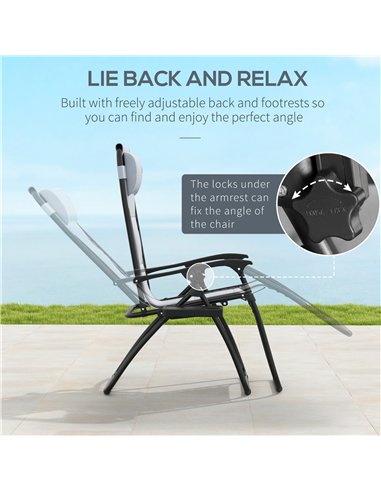 Outsunny Zero Gravity Lounger Chair Set of 2, Folding Reclining Patio Chair with Padded Seat, Cup Holder, Soft Cushion and Headr