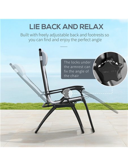 Outsunny Zero Gravity Lounger Chair Set of 2, Folding Reclining Patio Chair with Padded Seat, Cup Holder, Soft Cushion and Headr - pic 127905 | FastDaddyshop