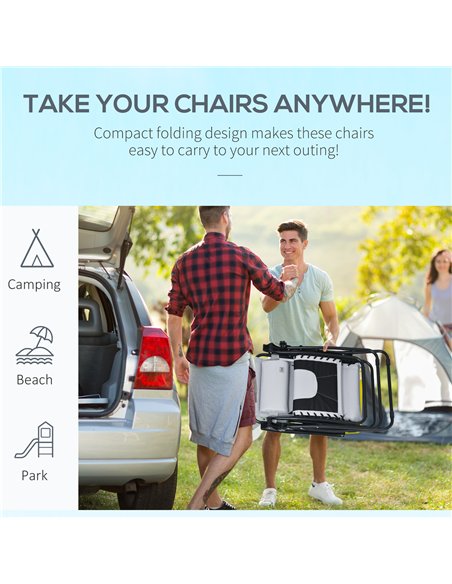 Outsunny Zero Gravity Lounger Chair Set of 2, Folding Reclining Patio Chair with Padded Seat, Cup Holder, Soft Cushion and Headr - pic 127906 | FastDaddyshop