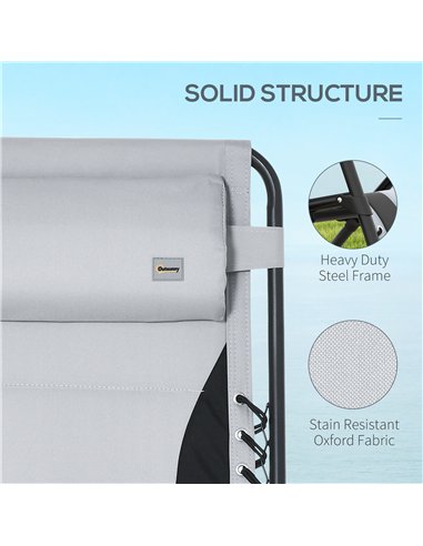 Outsunny Zero Gravity Lounger Chair Set of 2, Folding Reclining Patio Chair with Padded Seat, Cup Holder, Soft Cushion and Headr