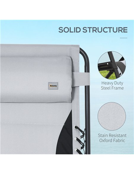 Outsunny Zero Gravity Lounger Chair Set of 2, Folding Reclining Patio Chair with Padded Seat, Cup Holder, Soft Cushion and Headr - pic 127907 | FastDaddyshop