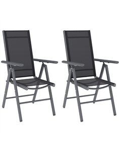 Outsunny Set of 2 Folding Chair, Aluminium Frame Outdoor Camping Chairs with Breathable Mesh Back and Seat, Garden Chair Set wit