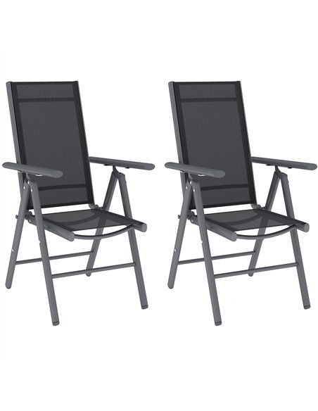 Outsunny Set of 2 Folding Chair, Aluminium Frame Outdoor Camping Chairs with Breathable Mesh Back and Seat, Garden Chair Set wit - pic 127911 | FastDaddyshop