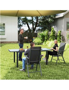 Outsunny Set of 2 Folding Chair, Aluminium Frame Outdoor Camping Chairs with Breathable Mesh Back and Seat, Garden Chair Set wit 2