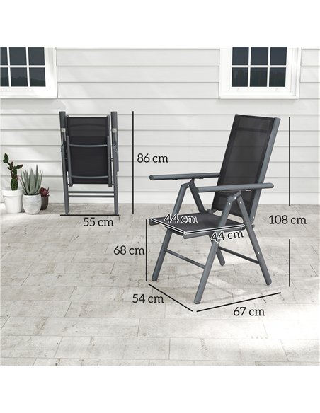 Outsunny Set of 2 Folding Chair, Aluminium Frame Outdoor Camping Chairs with Breathable Mesh Back and Seat, Garden Chair Set wit - pic 127913 | FastDaddyshop