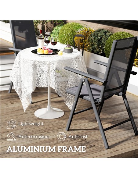 Outsunny Set of 2 Folding Chair, Aluminium Frame Outdoor Camping Chairs with Breathable Mesh Back and Seat, Garden Chair Set wit - pic 127914 | FastDaddyshop