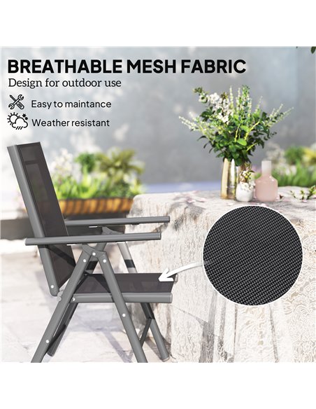 Outsunny Set of 2 Folding Chair, Aluminium Frame Outdoor Camping Chairs with Breathable Mesh Back and Seat, Garden Chair Set wit - pic 127915 | FastDaddyshop