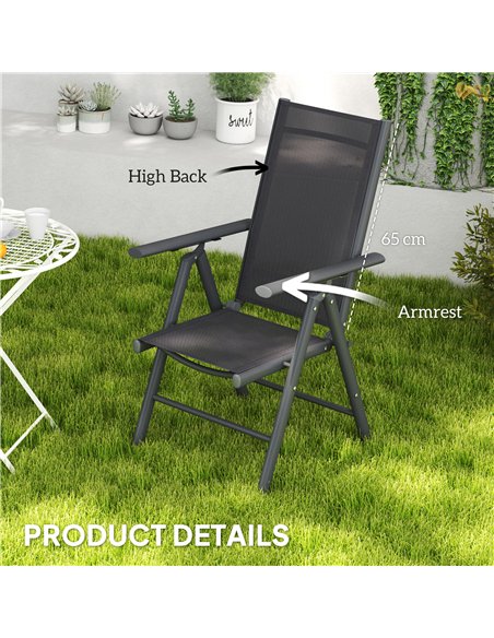 Outsunny Set of 2 Folding Chair, Aluminium Frame Outdoor Camping Chairs with Breathable Mesh Back and Seat, Garden Chair Set wit - pic 127917 | FastDaddyshop