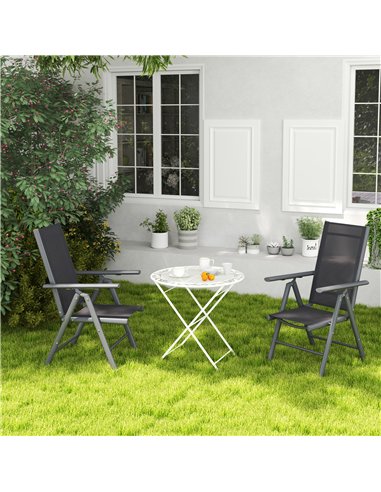 Outsunny Set of 2 Folding Chair, Aluminium Frame Outdoor Camping Chairs with Breathable Mesh Back and Seat, Garden Chair Set wit