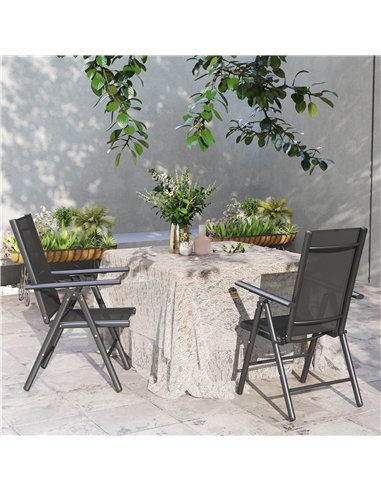 Outsunny Set of 2 Folding Chair, Aluminium Frame Outdoor Camping Chairs with Breathable Mesh Back and Seat, Garden Chair Set wit