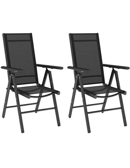 Outsunny Set of 2 Folding Chair, Aluminium Frame Outdoor Camping Chairs with Breathable Mesh Back and Seat, Garden Chair Set wit - pic 127920 | FastDaddyshop