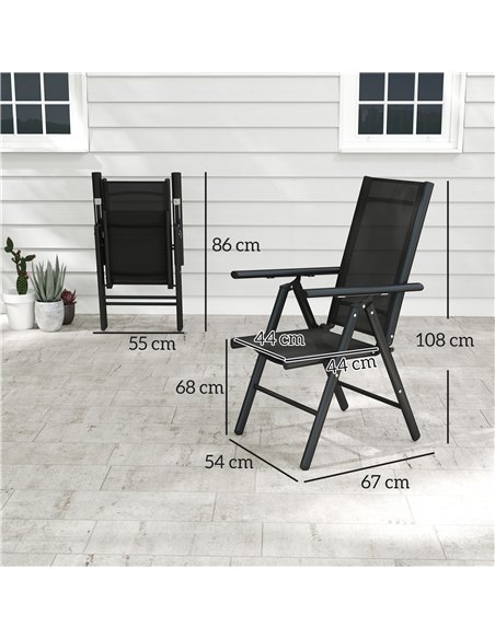 Outsunny Set of 2 Folding Chair, Aluminium Frame Outdoor Camping Chairs with Breathable Mesh Back and Seat, Garden Chair Set wit - pic 127922 | FastDaddyshop