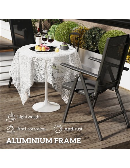 Outsunny Set of 2 Folding Chair, Aluminium Frame Outdoor Camping Chairs with Breathable Mesh Back and Seat, Garden Chair Set wit - pic 127923 | FastDaddyshop