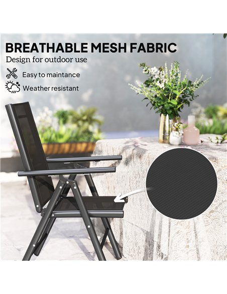 Outsunny Set of 2 Folding Chair, Aluminium Frame Outdoor Camping Chairs with Breathable Mesh Back and Seat, Garden Chair Set wit - pic 127924 | FastDaddyshop