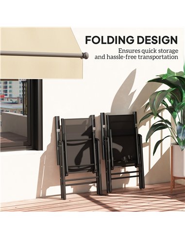 Outsunny Set of 2 Folding Chair, Aluminium Frame Outdoor Camping Chairs with Breathable Mesh Back and Seat, Garden Chair Set wit